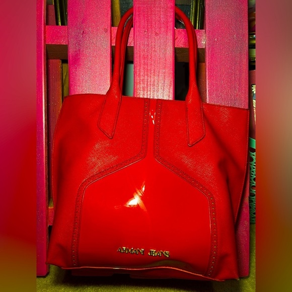 Armani Jeans Red Tote Bag - Picture 2 of 6